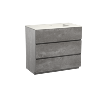 Storke Edge staand badmeubel 95 x 52 cm beton donkergrijs met Mata enkele wastafel in mat witte solid surface - thumbnail