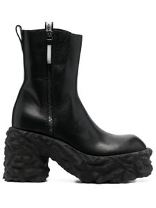 Premiata bottes zippées en cuir à semelle épaisse 110 mm - Noir