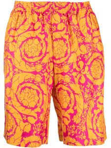 Versace short en soie à imprimé Barocco Silhouette - Orange