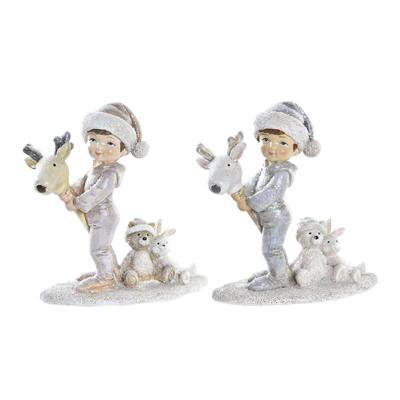 Kerstversiering DKD Home Decor Hars Jongen (11 x 5,5 x 12 cm) (2 Stuks)
