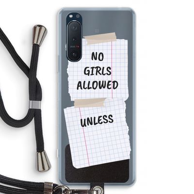 No Girls Allowed Unless: Sony Xperia 5 II Transparant Hoesje met koord