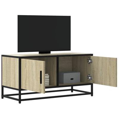 Tv-meubel 80x34,5x40 cm bewerkt hout metaal sonoma eikenkleurig