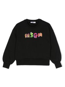 MSGM Kids sweat en coton à logo strassé - Noir