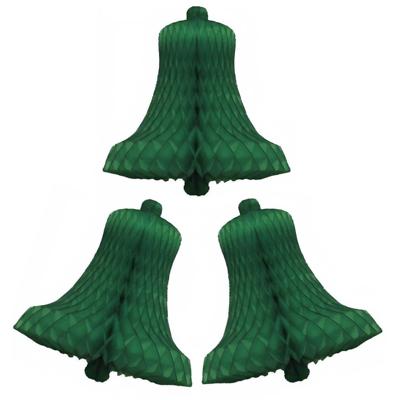 Kerstklok van papier - 3x - groen - 50 cm - Decoratie kerst versiering