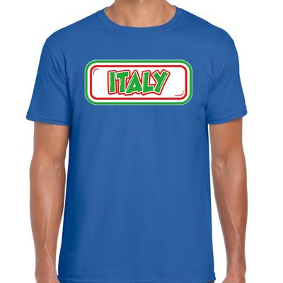 Verkleed T-shirt voor heren - Italie - blauw - voetbal supporter - themafeest
