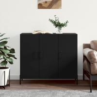 Dressoir 90x34x80 cm bewerkt hout zwart