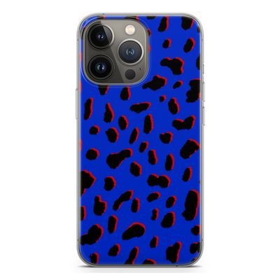 Blue Leopard: iPhone 13 Pro Transparant Hoesje