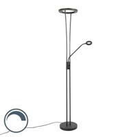 QAZQA Moderne vloerlamp zwart incl. LED met leesarm - Divine