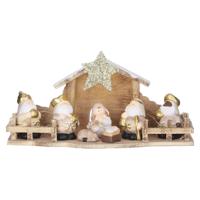 Kerststal voor kinderen - met verlichting - 30 x 10 x 15 cm - hout/polystone - kinderkamer - thumbnail