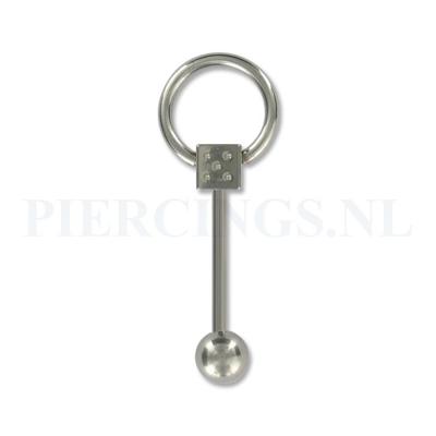 Tongpiercing dobbelsteen met ring