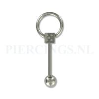 Tongpiercing dobbelsteen met ring