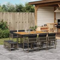 11-delige Tuinset met kussens poly rattan grijs 11-delige Tuinset met kussens poly rattan grijs