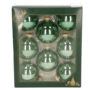 8x Jade groene glazen kerstballen glans 7 cm kerstboomversiering