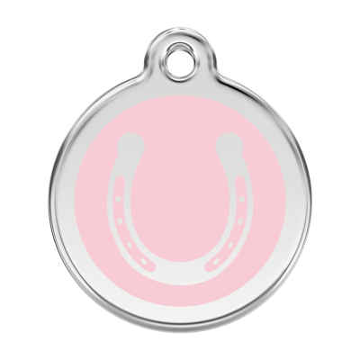 Horse Shoe Pink roestvrijstalen hondenpenning large/groot dia. 3,8 cm - Reddingo