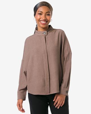 HEMA Damesblouse Senna ribbel taupe (taupe)
