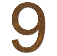 LIROdesign Cortenstaal huisnummer 9 - 15,5 cm - per stuk