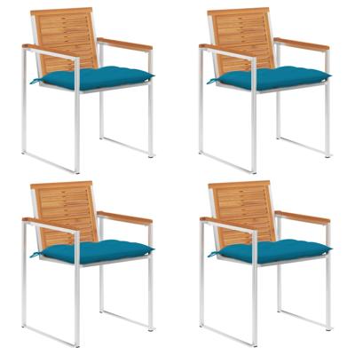 Tuinstoelen 4 st met kussens massief acaciahout