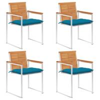 Tuinstoelen 4 st met kussens massief acaciahout