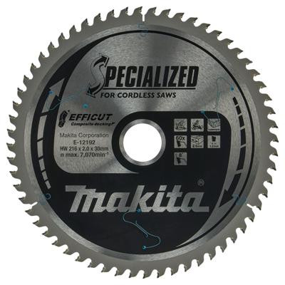 Makita Afkortzaagblad voor WPC | Efficut | Ø 216mm Asgat 30mm 60T - E-12192