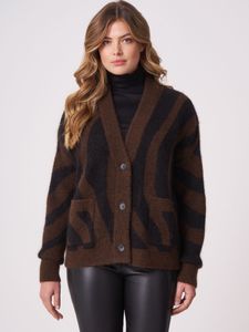Oversized gebreide intarsia V-hals trui