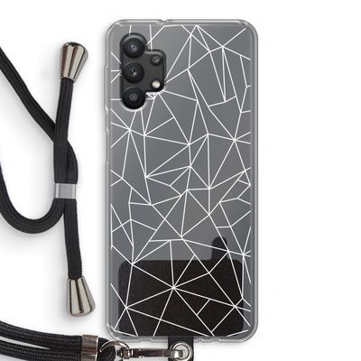 Geometrische lijnen wit: Samsung Galaxy A32 5G Transparant Hoesje met koord