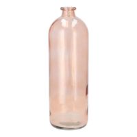 Bloemenvaas fles model - helder gekleurd glas - perzik roze - D14 x H41 cm - thumbnail