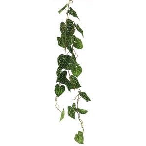 Bellatio Design kunstplant/hangplant slinger - Anthurium - groen - 109 cm