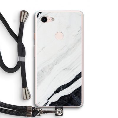 Elegante marmer: Pixel 3 XL Transparant Hoesje met koord