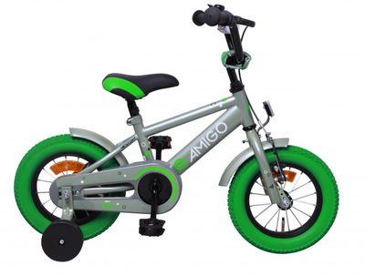 AMIGO Sports S6 12 Inch 20 cm Jongens Terugtraprem Groen/Grijs AMIGO Sports S6 12 Inch 20 cm Jongens Terugtraprem Groen/Grijs