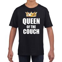 Koningsdag t-shirt queen of the couch zwart voor meisjes - thumbnail