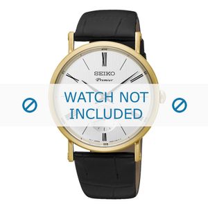 Horlogeband Seiko 6G28-00X0 / SRK036P1 Leder Zwart 21mm