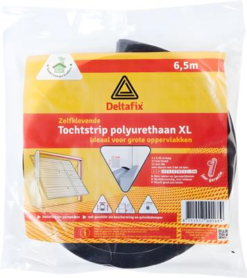 Tochtstrip pu 17x17mm grijs 6.5m - Deltafix