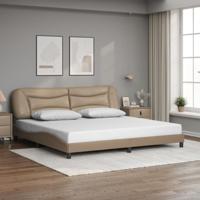 Bedframe met hoofdbord kunstleer cappuccinokleurig 200x200 cm