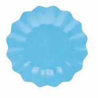 Feestbordjes/gebaksbordjes met schulprand - 8x - turquoise blauw - rond - karton - 21 cm