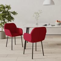 Eetkamerstoelen 2 st fluweel wijnrood