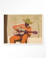 Urban Cotton Wandkleed 'Musician 2' 110 x 145cm in Floating Frame - off white