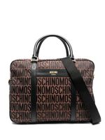 Moschino sac d'ordinateur à motif monogrammé - Marron - thumbnail