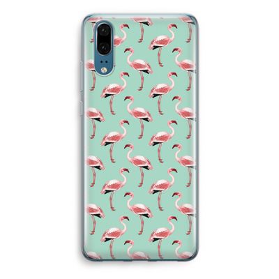 Flamingoprint groen: Huawei P20 Transparant Hoesje