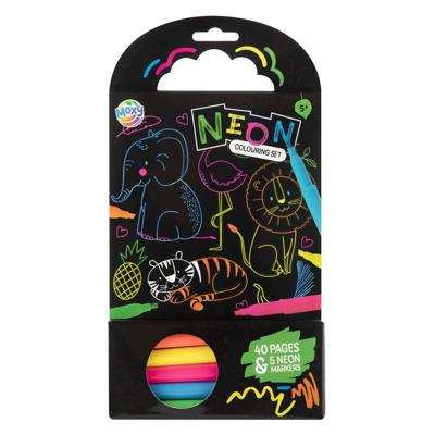 Creative Craft Group Kleurboek dieren met 5 neon stiften, 40 vellen