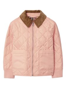 Burberry Kids veste matelassée Otis à col contrastant - Rose