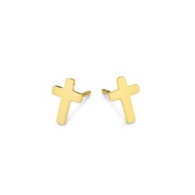 Minimalistische oorbelknopjes kruis - Stainless steel - Goud