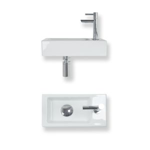 Fonteinset Baseline keramiek 36x18x9 cm wit glans