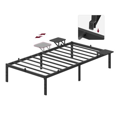 Metalen bedframe met opbergplanken, 90 x 200 cm