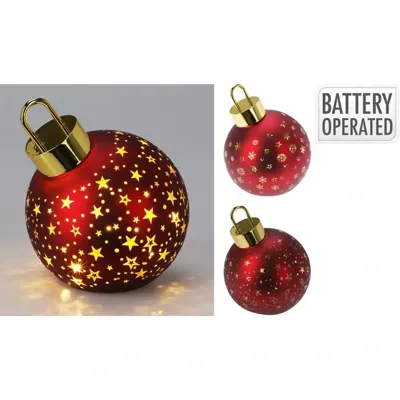 KERSTBAL MET LED 15CM MAT ROOD KERSTBAL MET LED 15CM MAT ROOD