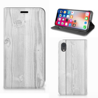 Apple iPhone Xr Book Wallet Case White Wood