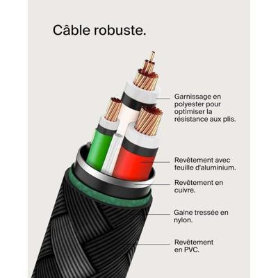 Gevlochten kabel - BELKIN - USB-C naar USB-C - 0,15 m - Zwart