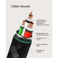 Gevlochten kabel - BELKIN - USB-C naar USB-C - 0,15 m - Zwart