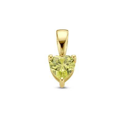 14K Geelgouden Hart Hanger met Augustus Geboortesteen - 9,5mm