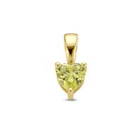 14K Geelgouden Hart Hanger met Augustus Geboortesteen - 9,5mm