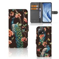 Xiaomi 11 Lite 5G NE | Mi 11 Lite | Telefoonhoesje | Met pasjeshouder | Pauw met Bloemen